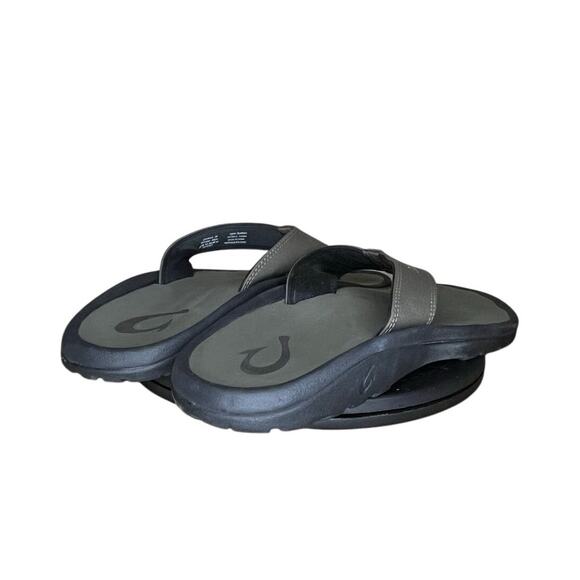 ***SOLD*** Mens Olukai Ohana Slip On Thong Sandals Size 13 Black - Picture 4 of 6